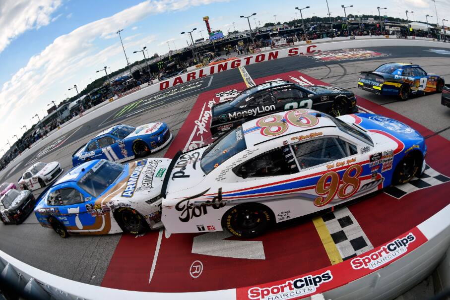 His Stewart-Haas teammate Chase Briscoe (98) finished sixth in his Darlington debut. His Stewart-Haas teammate Chase Briscoe (98) finished sixth in his Darlington debut.